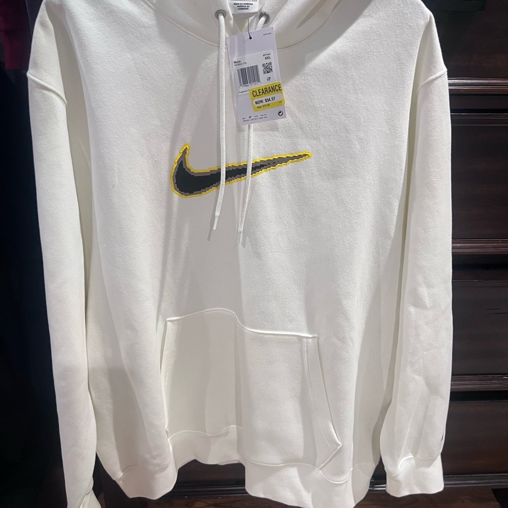 Nike Men 2XL Club Pullover Fleece Oversized Fit Hoodie HV0854-133 Center Swoosh